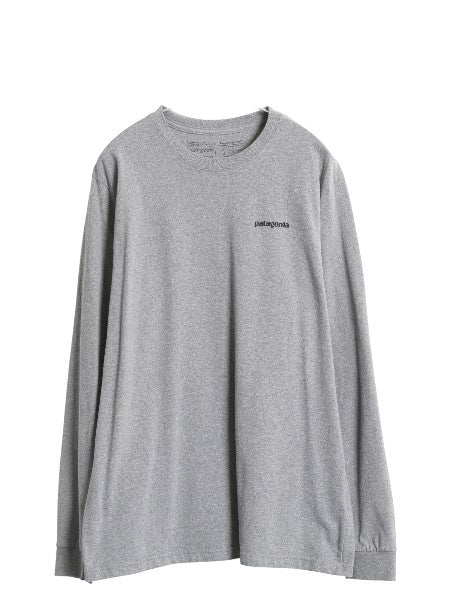 パタゴニア 両面 プリント 長袖 Tシャツ メンズ L 18年製 アウトドア ロンT ロングスリーブ P6 バックプリント ボックスロゴ カットソー 灰