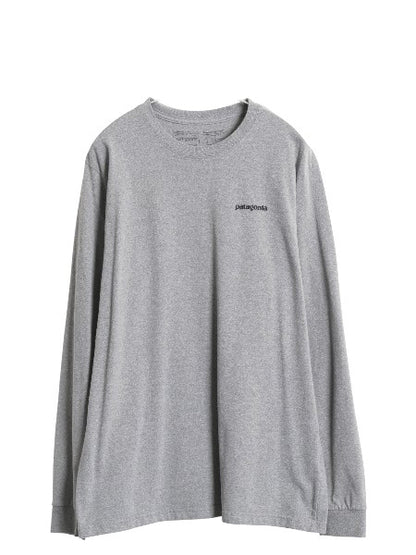 パタゴニア 両面 プリント 長袖 Tシャツ メンズ L 18年製 アウトドア ロンT ロングスリーブ P6 バックプリント ボックスロゴ カットソー 灰