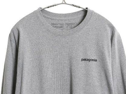パタゴニア 両面 プリント 長袖 Tシャツ メンズ L 18年製 アウトドア ロンT ロングスリーブ P6 バックプリント ボックスロゴ カットソー 灰
