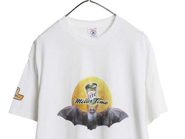 デッドストック 90s 00s 企業 ミラー ビール プリント 半袖 Tシャツ メンズ L / 当時物 オールド グラフィック イラスト ヘビーウェイト 白