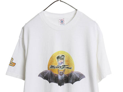 デッドストック 90s 00s 企業 ミラー ビール プリント 半袖 Tシャツ メンズ L / 当時物 オールド グラフィック イラスト ヘビーウェイト 白