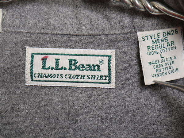 90s USA製 エルエルビーン シャモア クロス 長袖 シャツ メンズ L 古着 オールド ネルシャツ ヘビーウェイト コットン フランネル 無地 灰