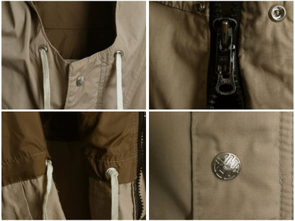 70s ★ REI マウンテンパーカー ジャケット メンズ L 程/ ヴィンテージ アウトドア ナイロン フード ハイネック フルジップ 無地 ベージュ