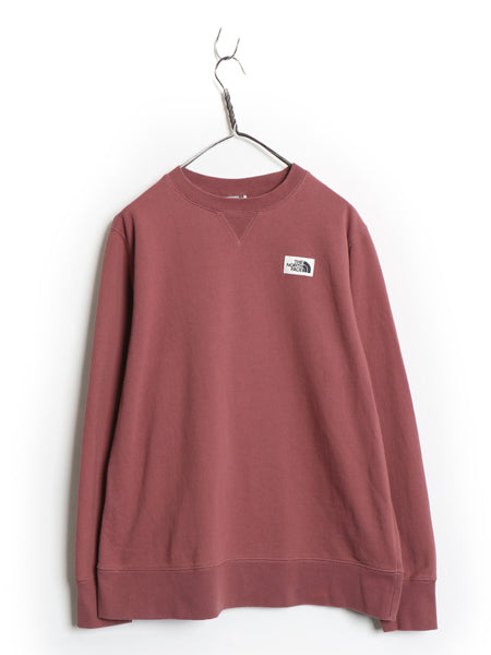 ノースフェイス ワンポイント ロゴ 刺繍 スウェット レディース XL / 古着 前V トレーナー アウトドア クルーネック 裏起毛 バーガンディー