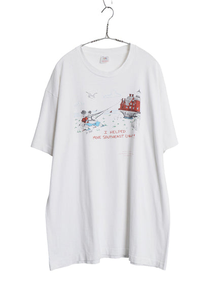 90s USA製 ジョーク イラスト プリント Tシャツ メンズ XL / オールド アート グラフィック キャラクター ヘビーウェイト 大きいサイズ 白