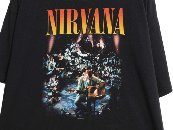 ニルバーナ ライブ フォト イラスト プリント Tシャツ メンズ XL 程/ 2008 オフィシャル カートコバーン バンド ロック ヘビーウェイト 黒