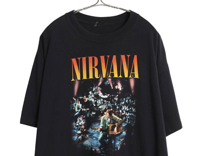 ニルバーナ ライブ フォト イラスト プリント Tシャツ メンズ XL 程/ 2008 オフィシャル カートコバーン バンド ロック ヘビーウェイト 黒