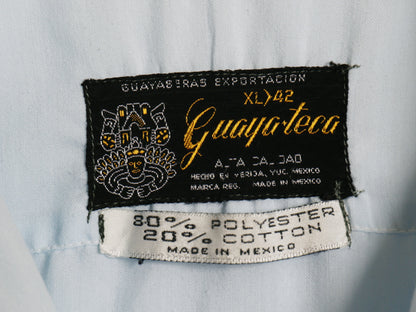 70s 80s メキシコ製 ★ オープンカラー 半袖 キューバ シャツ メンズ XL ヴィンテージ メキシカン グアヤベーラ ボックス 青 大きいサイズ