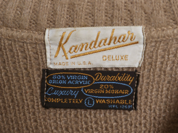 60s 70s USA製 ★ Kandahar Vネック モヘア ニット セーター メンズ L / ヴィンテージ プルオーバー アクリル 毛足 シャギー グランジ 無地