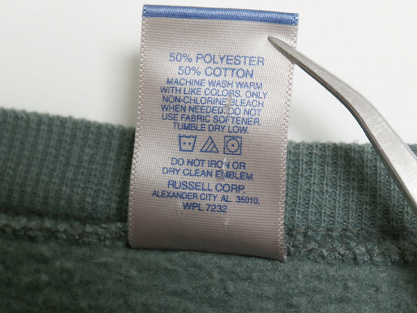 00s ラッセル 無地 スウェット メンズ レディース XXL 古着 オールド トレーナー 前V 裏起毛 ワンポイント ブランク 大きいサイズ グリーン