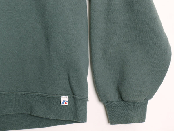 00s ラッセル 無地 スウェット メンズ レディース XXL 古着 オールド トレーナー 前V 裏起毛 ワンポイント ブランク 大きいサイズ グリーン