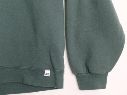 00s ラッセル 無地 スウェット メンズ レディース XXL 古着 オールド トレーナー 前V 裏起毛 ワンポイント ブランク 大きいサイズ グリーン