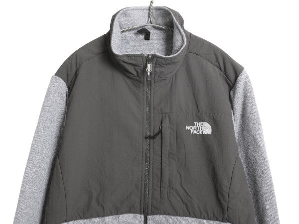 ノースフェイス デナリ ジャケット レディース L アウトドア フリース ナイロン フルジップ ブルゾン ハイネック アウター 2トーン 灰 濃灰