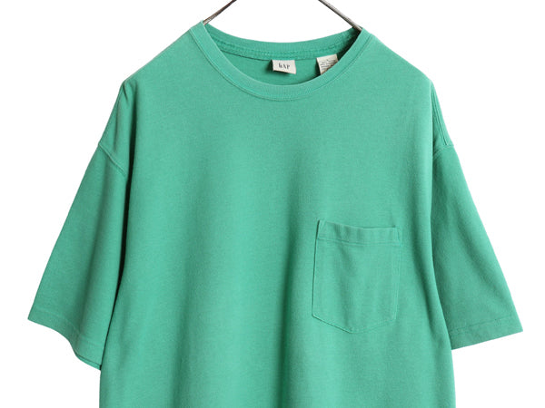 00s オールド ギャップ 鹿の子 ポケット付き 半袖 Tシャツ メンズ L / 無地 ポケT ヘビーウェイト コットン カットソー ボックス グリーン