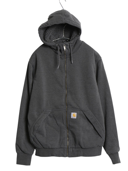 US企画 カーハート 裏 ボア フルジップ スウェット パーカー メンズ S パイル フリース ジャケット トレーナー Rain Defender 撥水加工 灰