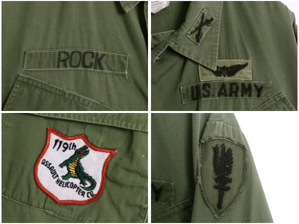 60s ★ 米軍実物 US ARMY 3rd ジャングルファティーグ ジャケット MEDIUM SHORT ヴィンテージ ミリタリー ノンリップ スコードロン パッチ
