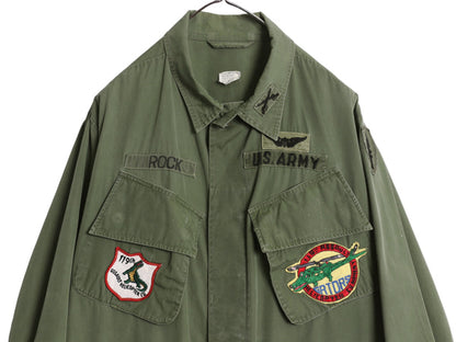 60s ★ 米軍実物 US ARMY 3rd ジャングルファティーグ ジャケット MEDIUM SHORT ヴィンテージ ミリタリー ノンリップ スコードロン パッチ