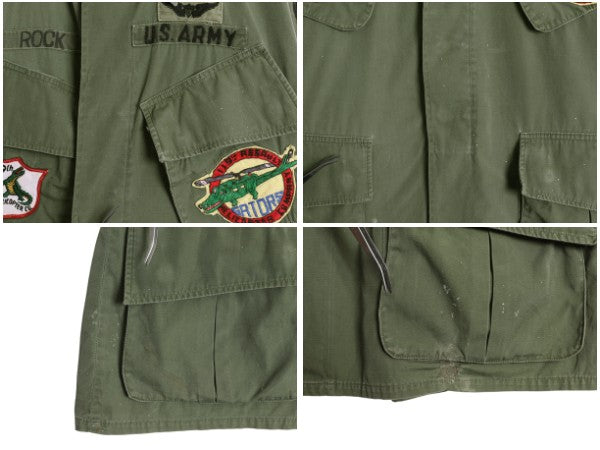 60s ★ 米軍実物 US ARMY 3rd ジャングルファティーグ ジャケット MEDIUM SHORT ヴィンテージ ミリタリー ノンリップ スコードロン パッチ