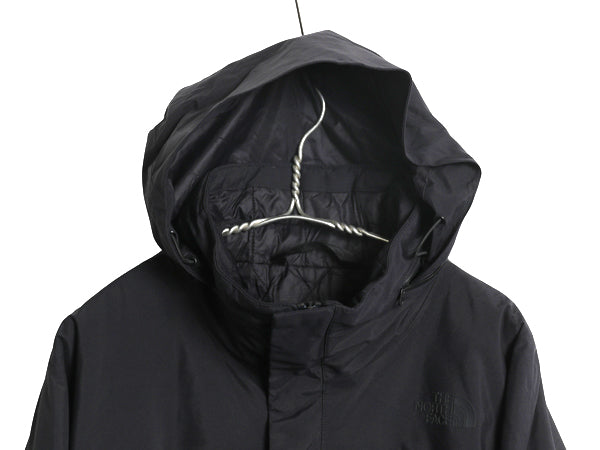 ノースフェイス DRYVENT 中綿 ナイロン ジャケット メンズ M 古着 マウンテンパーカー ジャンパー サーモボール フルジップ 収納 フード 黒