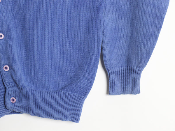 90s オールド ギャップ コットン ニット カーディガン メンズ XL 古着 セーター 前開き 羽織り 重ね着 シンプル ブルー 無地 大きいサイズ