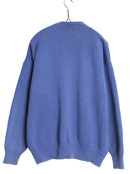 90s オールド ギャップ コットン ニット カーディガン メンズ XL 古着 セーター 前開き 羽織り 重ね着 シンプル ブルー 無地 大きいサイズ