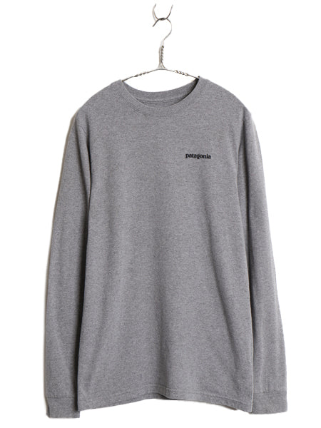 パタゴニア 両面 プリント 長袖 Tシャツ メンズ S 18年製 アウトドア ロンT ロングスリーブ P6 バックプリント ボックスロゴ カットソー 灰
