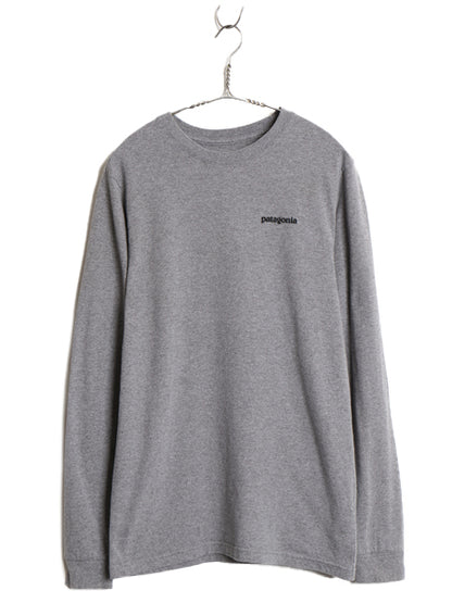 パタゴニア 両面 プリント 長袖 Tシャツ メンズ S 18年製 アウトドア ロンT ロングスリーブ P6 バックプリント ボックスロゴ カットソー 灰
