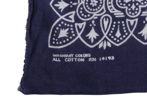 60s USA製 ★ WAMCRAFT アイアン クロス 柄 バンダナ / 小物 ヴィンテージ ショベル セルビッジ 耳付き コットン ハンカチ ネイビー ナス紺