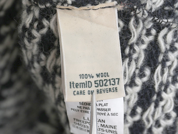 ノルウェー製 エルエルビーン バーズアイ ニット セーター レディース M アウトドア ウール ノルディック 総柄 長袖ニット ツートン 紺 白