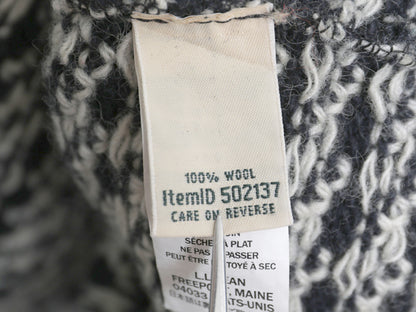 ノルウェー製 エルエルビーン バーズアイ ニット セーター レディース M アウトドア ウール ノルディック 総柄 長袖ニット ツートン 紺 白