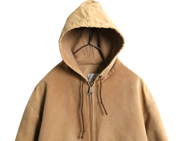 US企画 90s USA製 カーハート アクティブ ジャケット メンズ XL オールド ダック パーカー メッシュ ライナー フルジップ 大きいサイズ 茶