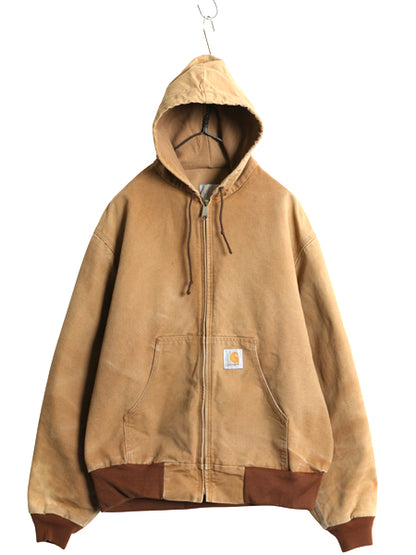 US企画 90s USA製 カーハート アクティブ ジャケット メンズ XL オールド ダック パーカー メッシュ ライナー フルジップ 大きいサイズ 茶