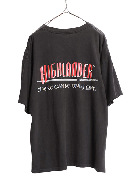 90s ★ ハイランダー ムービー ロゴ プリント Tシャツ メンズ XXL / オールド オフィシャル 当時物 映画 剣 刀 イラスト グラフィック 黒