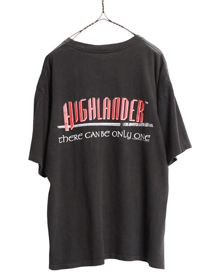 90s ★ ハイランダー ムービー ロゴ プリント Tシャツ メンズ XXL / オールド オフィシャル 当時物 映画 剣 刀 イラスト グラフィック 黒