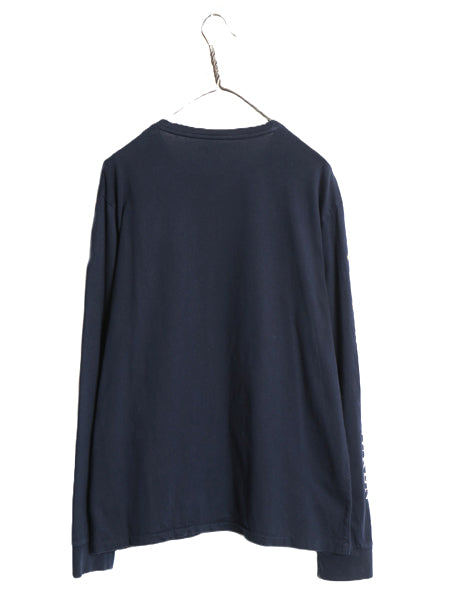 ミドルポニー ポロ ラルフローレン 長袖 Tシャツ メンズ L ロンT ロングスリーブ 袖プリント ワンポイント カットソー シングルステッチ 紺