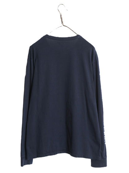 ミドルポニー ポロ ラルフローレン 長袖 Tシャツ メンズ L ロンT ロングスリーブ 袖プリント ワンポイント カットソー シングルステッチ 紺