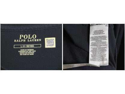 ミドルポニー ポロ ラルフローレン 長袖 Tシャツ メンズ L ロンT ロングスリーブ 袖プリント ワンポイント カットソー シングルステッチ 紺