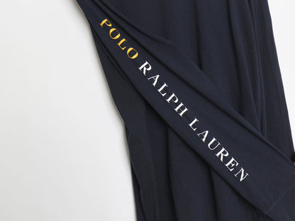 ミドルポニー ポロ ラルフローレン 長袖 Tシャツ メンズ L ロンT ロングスリーブ 袖プリント ワンポイント カットソー シングルステッチ 紺