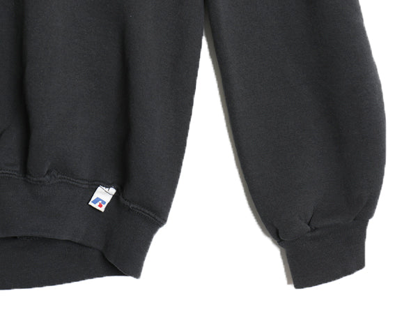 00s ラッセル 無地 スウェット メンズ レディース XXL / オールド トレーナー 前V 裏起毛 ワンポイント ブランク 大きいサイズ シンプル 黒