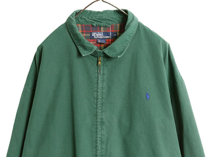 90s ポロ ラルフローレン スイングトップ ジャケット メンズ XXL オールド ブルゾン フランネル チェック ライナー 大きいサイズ グリーン