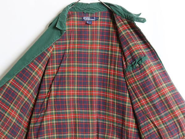 90s ポロ ラルフローレン スイングトップ ジャケット メンズ XXL オールド ブルゾン フランネル チェック ライナー 大きいサイズ グリーン