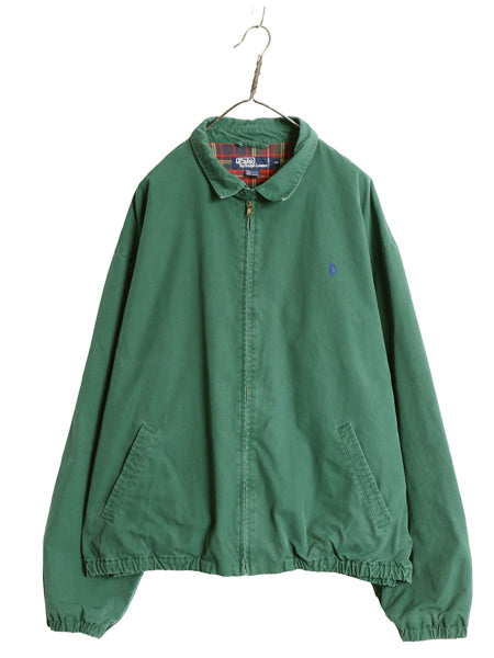 90s ポロ ラルフローレン スイングトップ ジャケット メンズ XXL オールド ブルゾン フランネル チェック ライナー 大きいサイズ グリーン