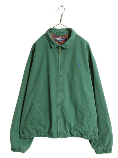 90s ポロ ラルフローレン スイングトップ ジャケット メンズ XXL オールド ブルゾン フランネル チェック ライナー 大きいサイズ グリーン