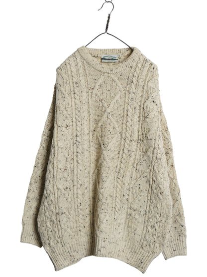 アイルランド製 aran crafts フィッシャーマン ウール ニット セーター メンズ レディース XL / アラン ケーブル ローゲージ 大きいサイズ
