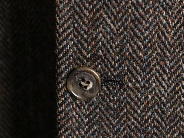 80s USA製 ハリスツイード テーラード ジャケット メンズ XL 程 ヴィンテージ ブレザー ツイード ウール トラッド ヘリンボーン ストライプ