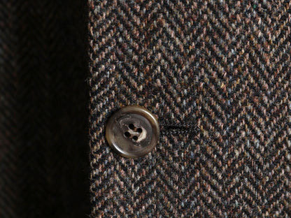 80s USA製 ハリスツイード テーラード ジャケット メンズ XL 程 ヴィンテージ ブレザー ツイード ウール トラッド ヘリンボーン ストライプ