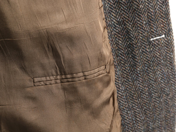 80s USA製 ハリスツイード テーラード ジャケット メンズ XL 程 ヴィンテージ ブレザー ツイード ウール トラッド ヘリンボーン ストライプ