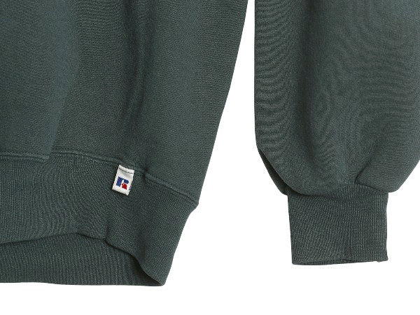 90s USA製 ラッセル 無地 スウェット メンズ レディース XL オールド トレーナー 前V 裏起毛 大きいサイズ ワンポイント ブランク グリーン