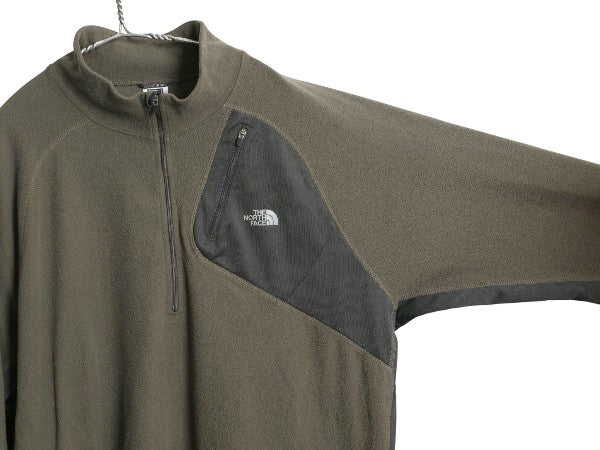 ノースフェイス ハーフジップ フリース 長袖 Tシャツ メンズ XXL / アウトドア ロンT ストレッチ ハイネック 大きいサイズ ツートン 薄手
