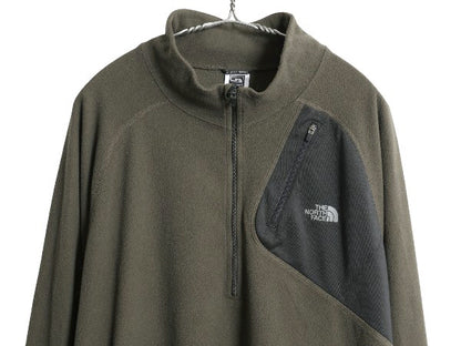 ノースフェイス ハーフジップ フリース 長袖 Tシャツ メンズ XXL / アウトドア ロンT ストレッチ ハイネック 大きいサイズ ツートン 薄手